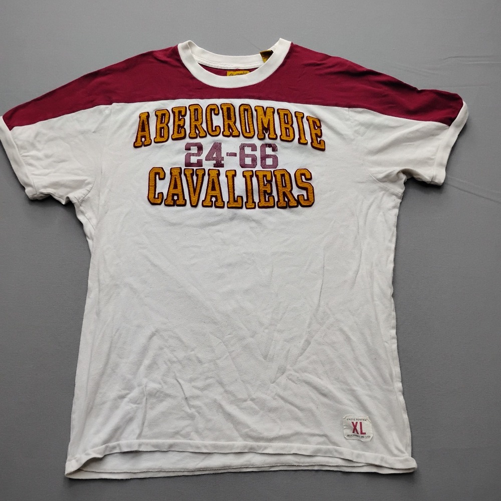 Abercrombie & Fitch Cavaliers 24-66 Graphic T-Shirt Mens XL White Maroon